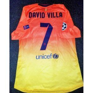 Villa Barcelona UEFA 2012 2013 MATCH WORN Soccer Jersey